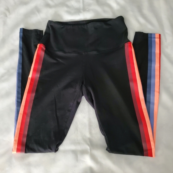 Pink Victoria Secret Yoga. Rainbow Stripe Black Legging Women's Size S - Picture 4 of 7
